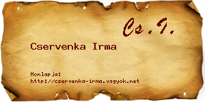 Cservenka Irma névjegykártya